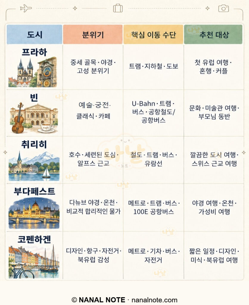한 도시만 떠나는 유럽 여행 추천 5곳