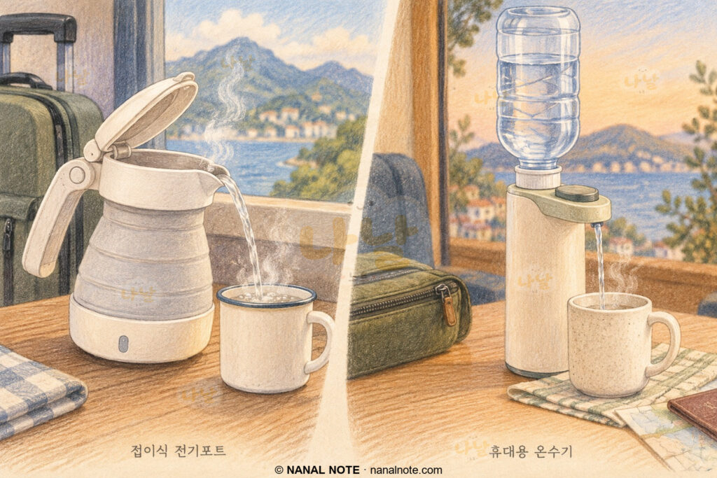 접이식 전기포트와 같은 여행용품
