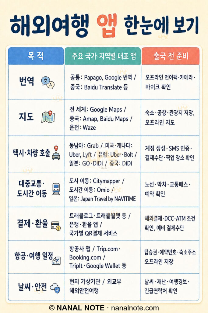 해외여행 필수앱 정리 리스트
