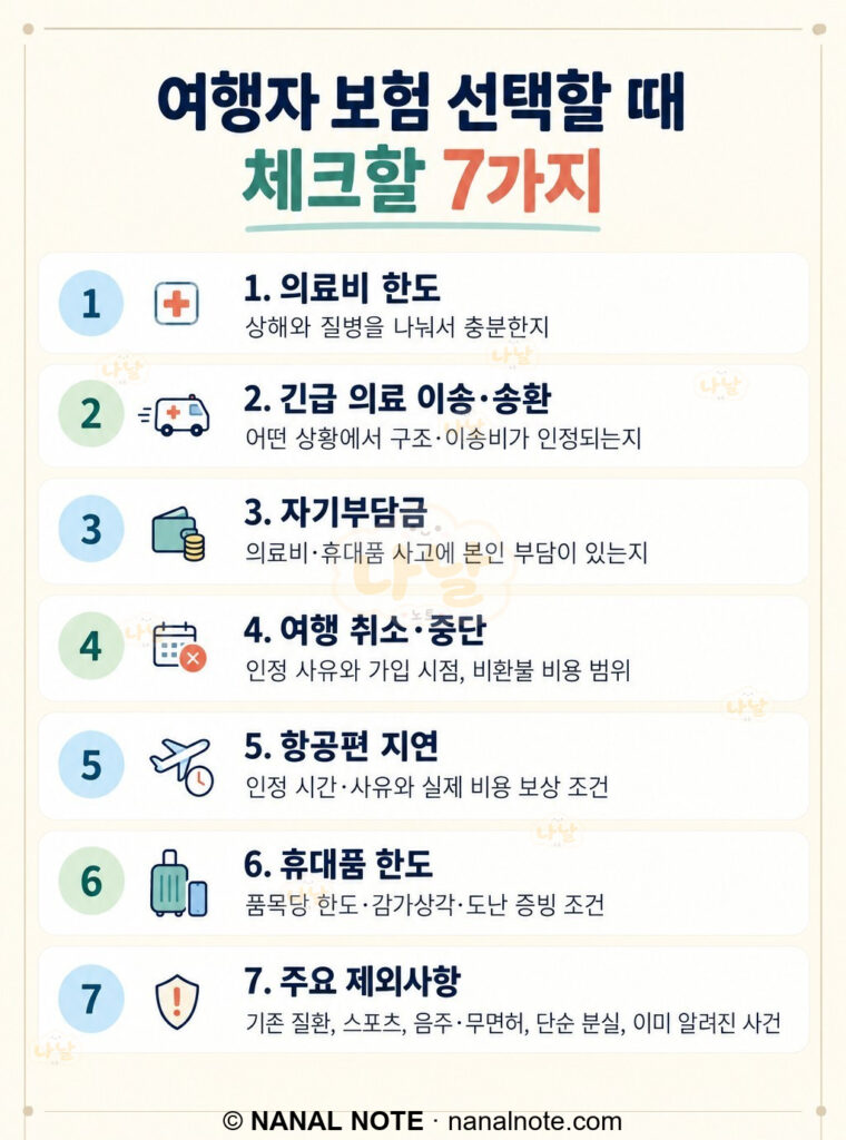 여행자 보험 선택할 때 체크할 7가지