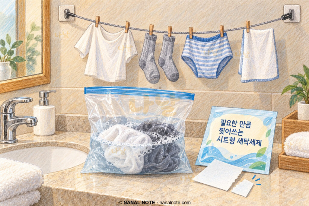 빨랫줄, 세제와 같은 여행용품
