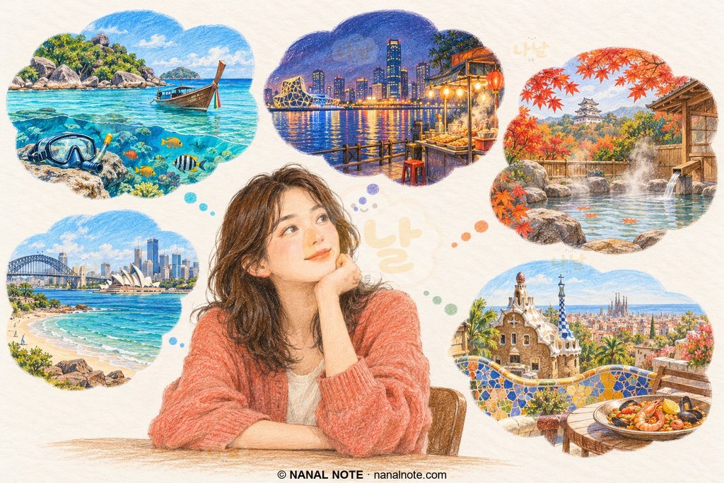 11월 해외여행지를 고민하는 여성